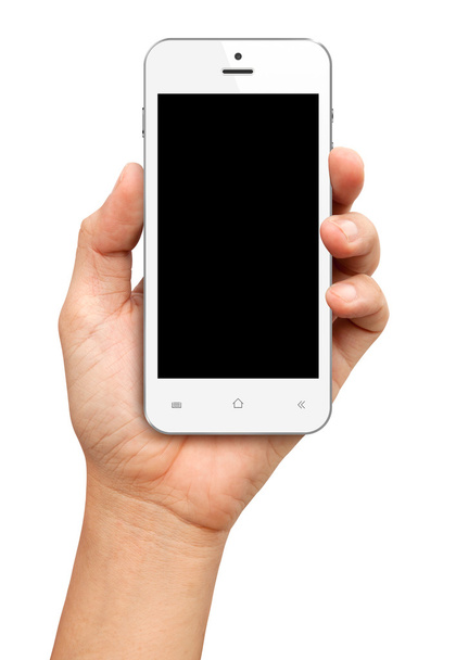 Hand holding White Smartphone with blank screen - Foto, afbeelding