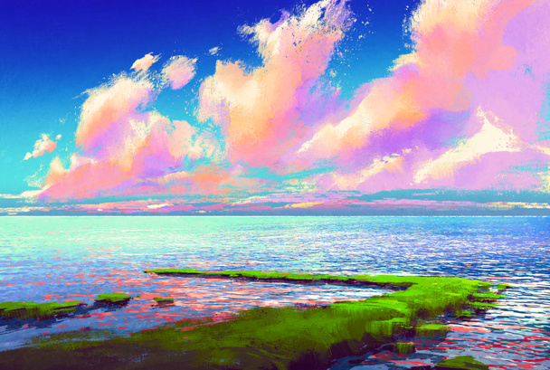 belle mer sous un ciel coloré
 - Photo, image
