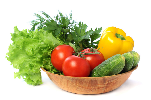Gemüse - Tomaten, Gurken, Paprika isoliert auf weiß - Foto, Bild