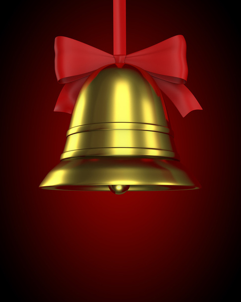 Christmas bell with red ribbon - Photo, Image