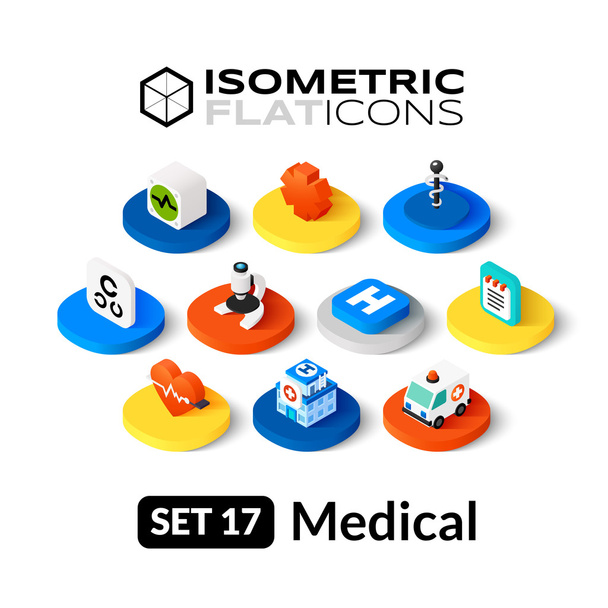 Isometric flat icons set - Vector, afbeelding