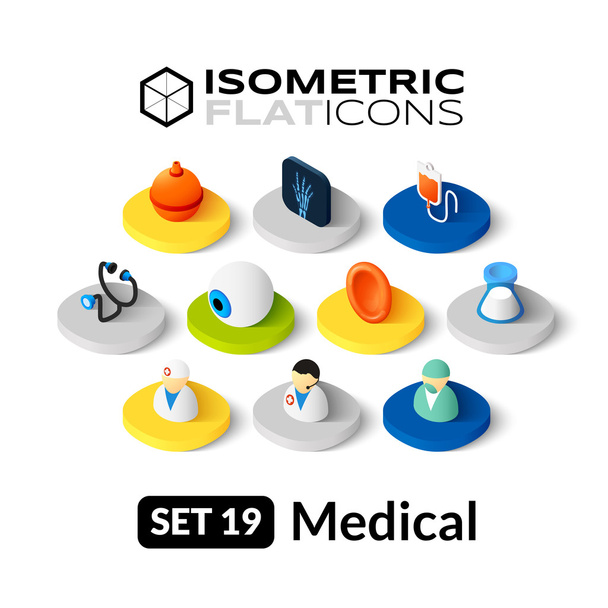 Isometric flat icons set - Διάνυσμα, εικόνα