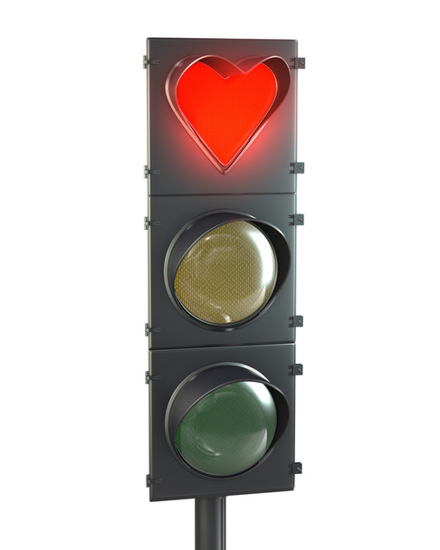Jelzőlámpa, szív alakú piros lámpa - Fotó, kép