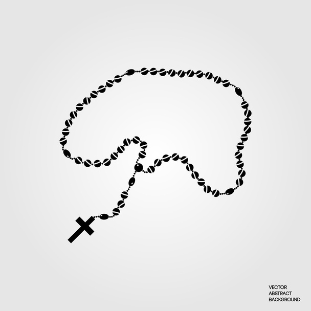 Christian rosary. Rosary silhouette. Christian cross. Symbol of faith. For prayer. Vector illustration - Vector, Image