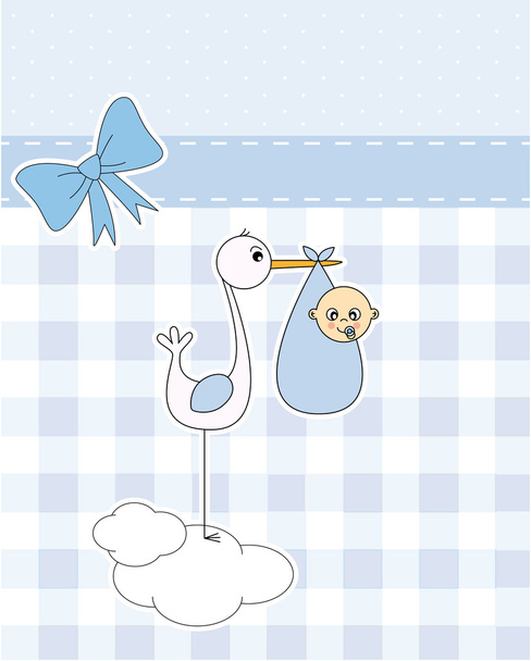 Baby boy arrival announcement card - Vettoriali, immagini