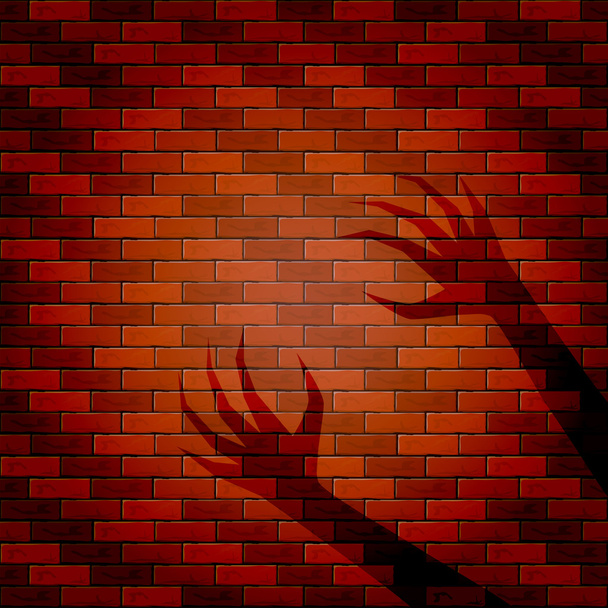 Тень двух рук на кирпичной стене
 - Вектор,изображение