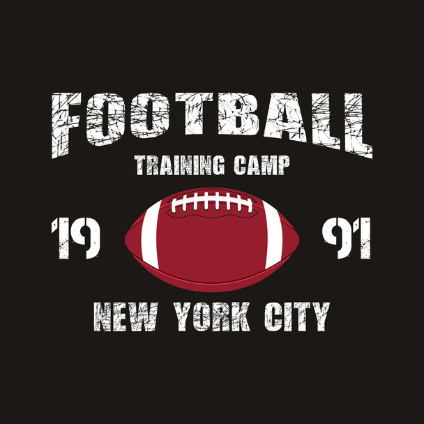 American football New York training camp badge, logo, label, insignia in retro color style. Graphic vintage design for t-shirt, web. Colorful print isolated on a dark background. Vector - Vetor, Imagem