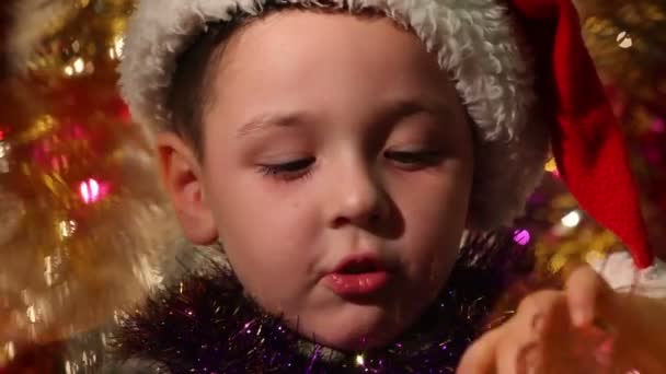 little boy dressed as Santa Claus 2 - Filmati, video