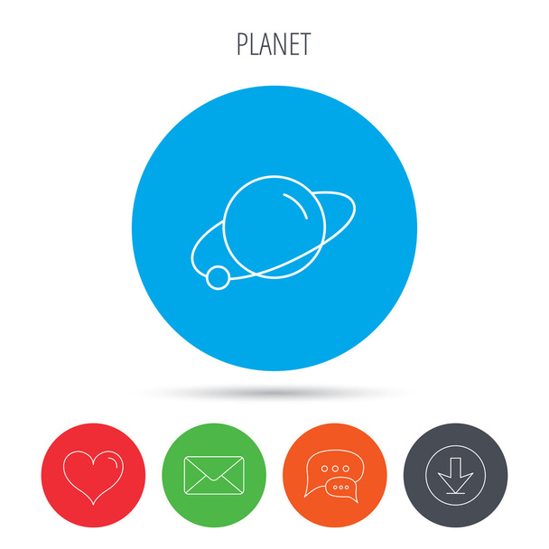 Planet icon. World globe sign. - Vector, afbeelding