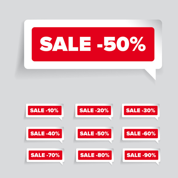 Sale tags with Sale 10 - 90 percent text - Vector, Image