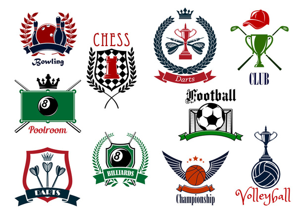 Design verschiedener Sportabzeichen und Symbole - Vektor, Bild