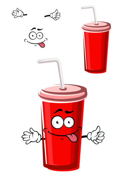 Takeaway red beverage cup character - Vektör, Görsel