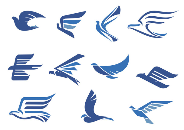 Abstract fast flying blue birds - Wektor, obraz