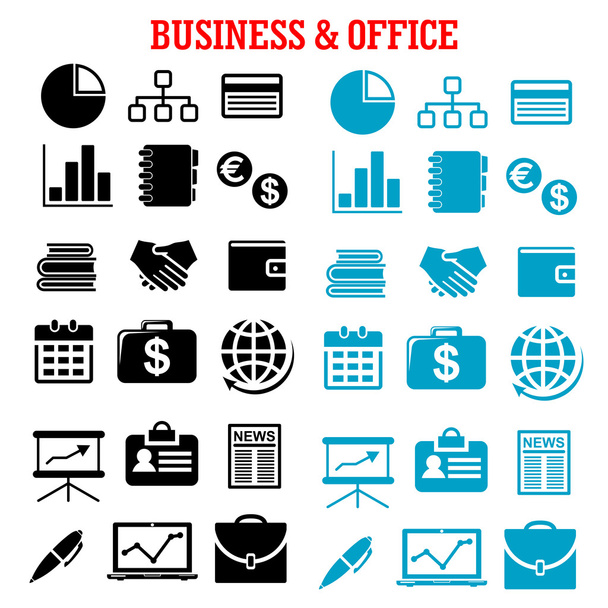 Negocios, finanzas y oficinas iconos planos
 - Vector, Imagen
