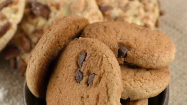Cukru, čokoláda čip Cookies smíšené složení připravené k jídlu - Záběry, video