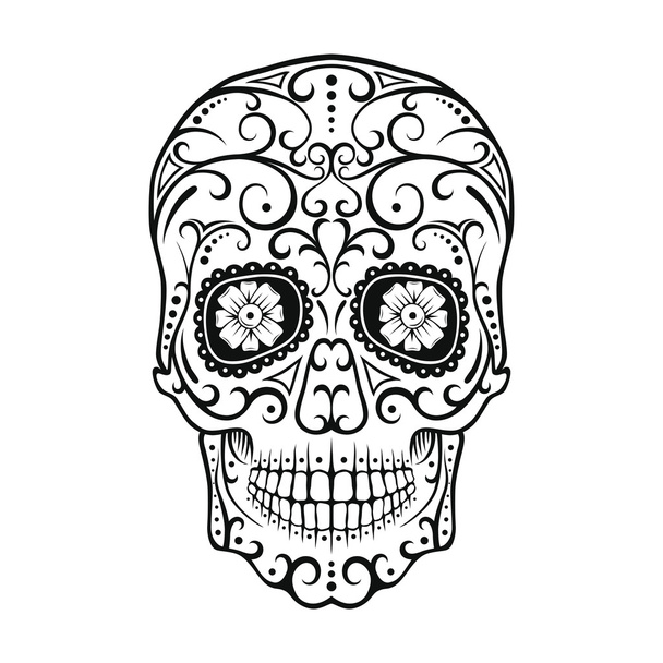 Black and White tattoo Skull. - Vector, Imagen