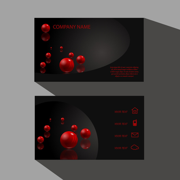 eps10 Vektor schwarze Visitenkarten mit roter 3D-Blase - Vektor, Bild