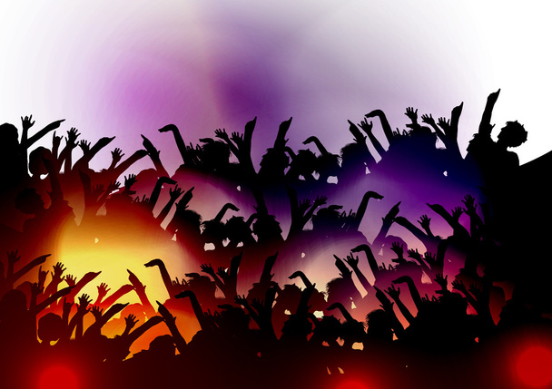 Party People tömeg, Disco világzenével háttér - vektor-illusztráció - Vektor, kép