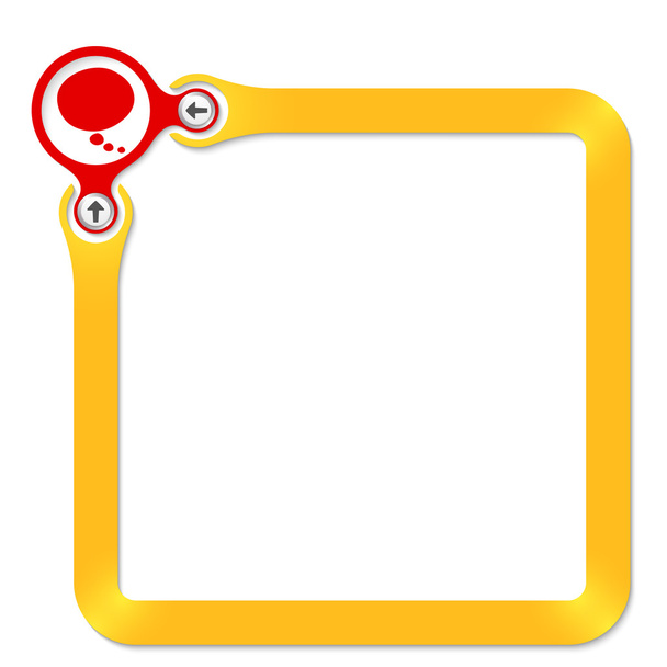 Círculo rojo con burbuja de voz y marco amarillo para su texto
 - Vector, imagen