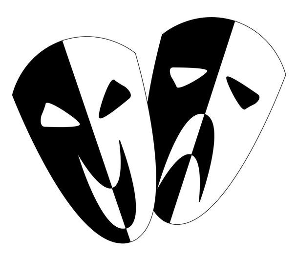 Μαύρο και άσπρο στάδιο μάσκες - Διάνυσμα, εικόνα