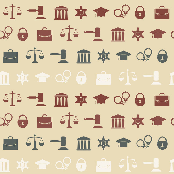 Απρόσκοπτη υπόβαθρο με σύμβολα του νόμου και των δικαστηρίων - Διάνυσμα, εικόνα