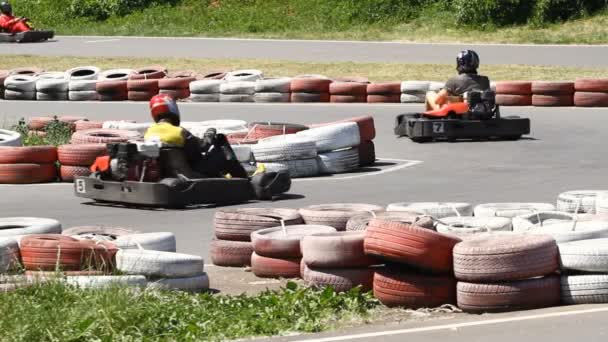 Race karting on a track. - Footage, Video