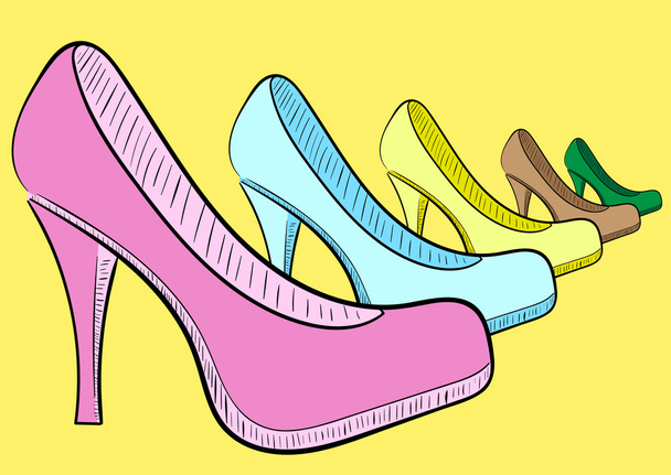 Női színes cipők - Vektor, kép