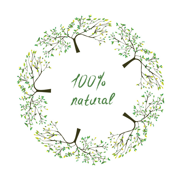 Frame or label with trees for natural eco products - Вектор, зображення