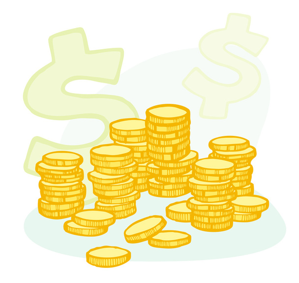 Monedas tiradas a mano y símbolos de dinero
 - Vector, imagen