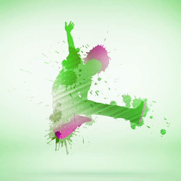 colorful silhouette of dancer - Foto, Imagen