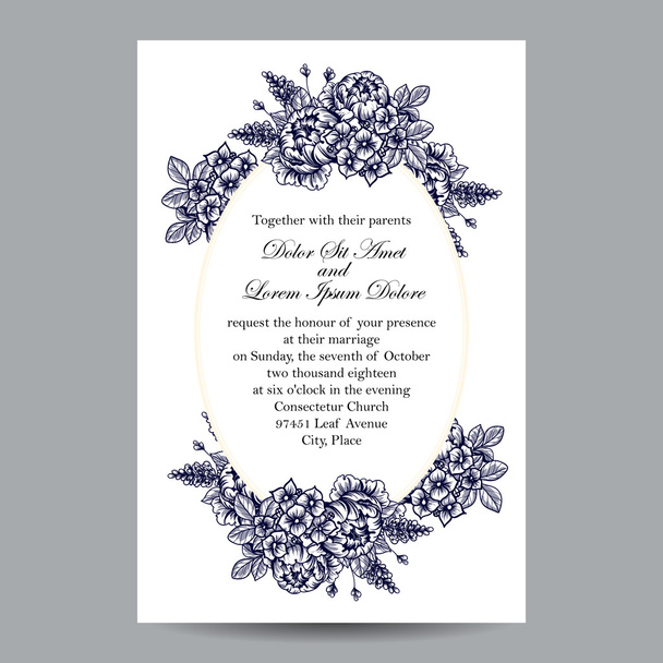 delicate uitnodiging met bloemen voor bruiloft - Vector, afbeelding
