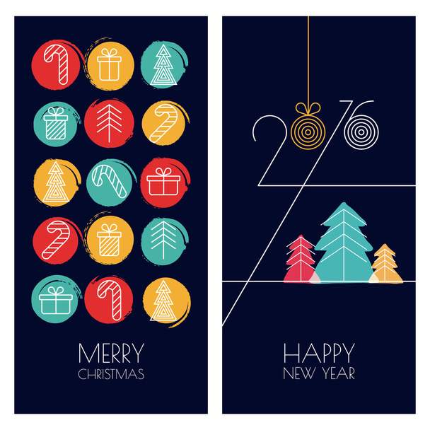 Set of vector universal hand drawn greeting cards for Christmas - Vector, Imagen