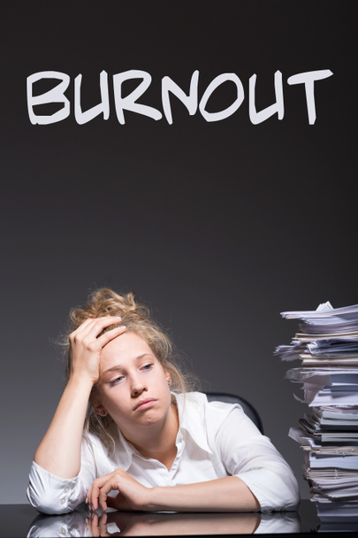 Burnout female office worker - Photo, Image