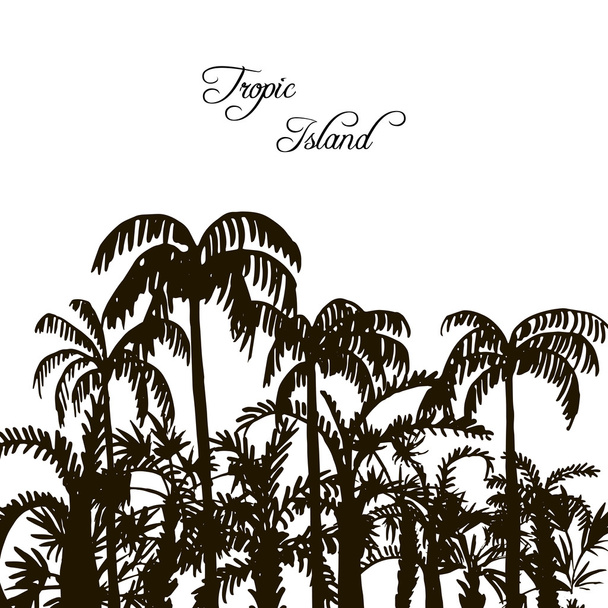 rain forest, palm tree silhouettes - Vecteur, image
