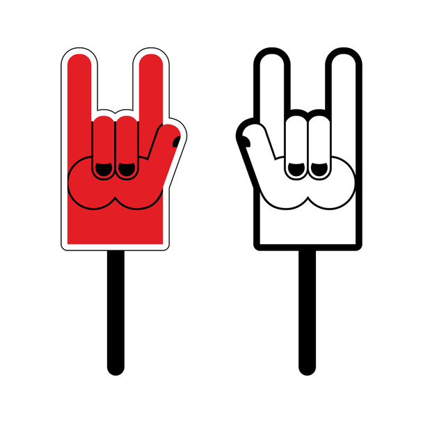 Foam Hand Rock sign. For use on rock concerts and festivals. - Вектор,изображение