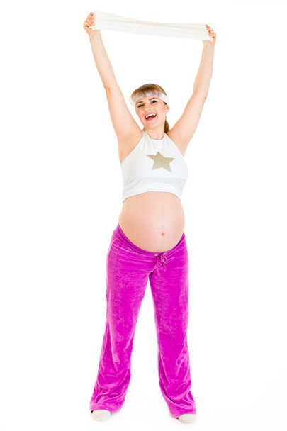 Happy beautiful pregnant woman enjoying making sports - Zdjęcie, obraz