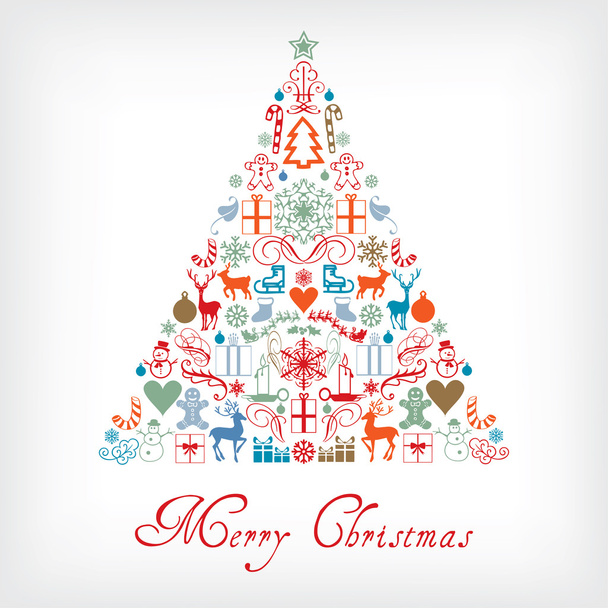 Árvore de Natal - Feliz cartão de felicitações Chrismas
 - Vetor, Imagem