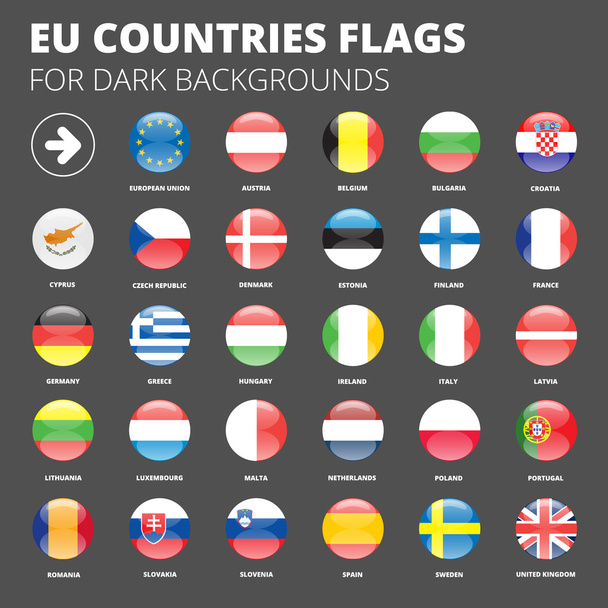European Union flags - Vector, Image