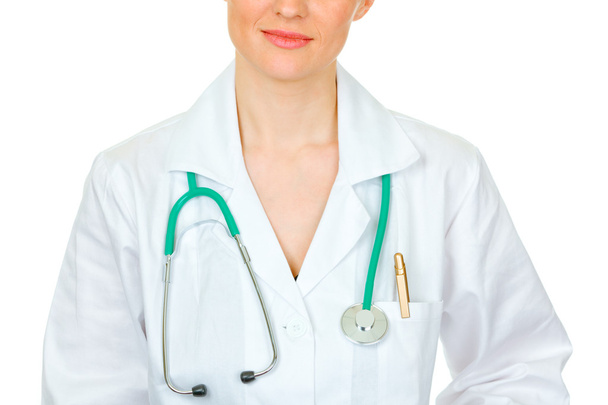 Medical female doctor with stethoscope. Close-up. - Zdjęcie, obraz