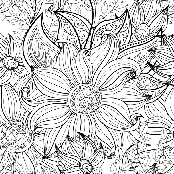 Abstarct  Monochrome Floral Pattern - Vektor, obrázek