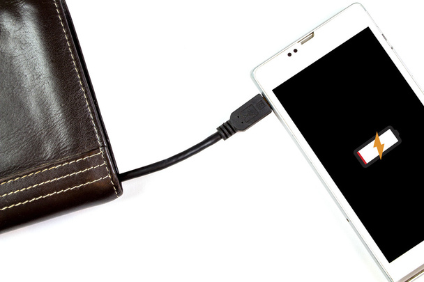 carteira com carga de energia, carregando smartphone
 - Foto, Imagem