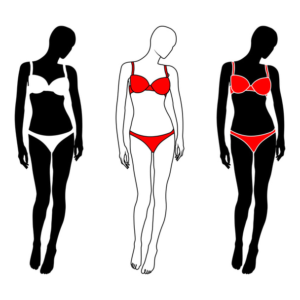 Isolated vector woman silhouette in lingerie - Vektor, Bild