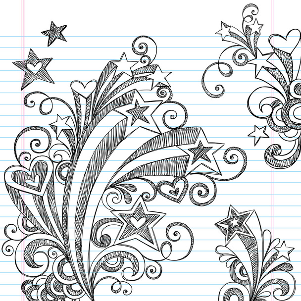 hvězdice zpátky do školy útržkovité doodle vektorové set - Vektor, obrázek