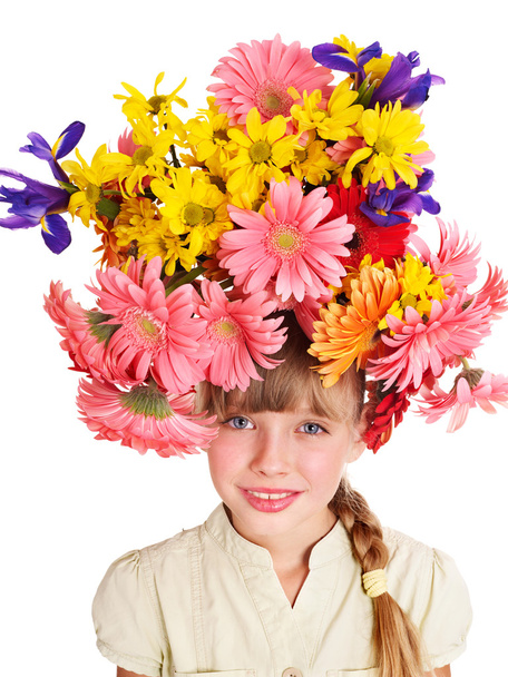 Child with with flowers on her hair. - Photo, Image