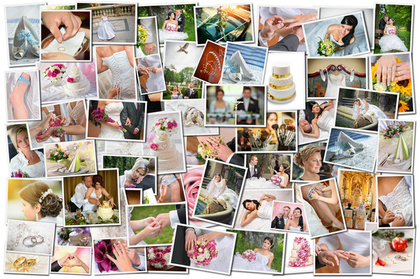 Collage van vele bruiloft foto 's - Foto, afbeelding