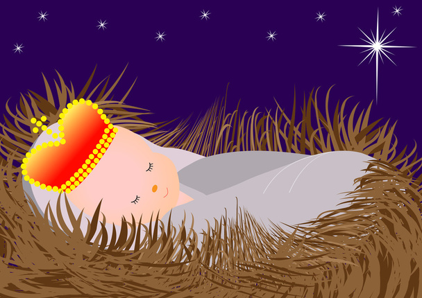 Baby Jezus in de kribbe-Vector Illustratie - Vector, afbeelding