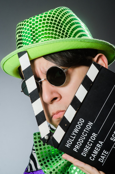 Funny man with movie clapboard - Photo, Image
