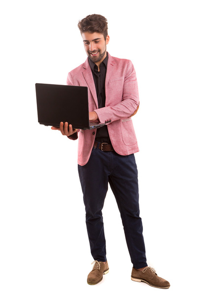 man working with laptop - Фото, изображение