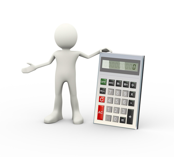 3d man and calculator - Photo, Image