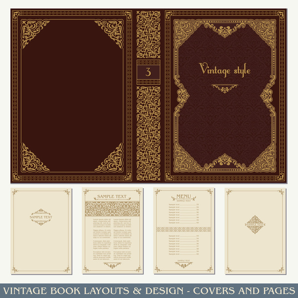 Vintage book layouts and design - covers and pages - Vector, Imagen